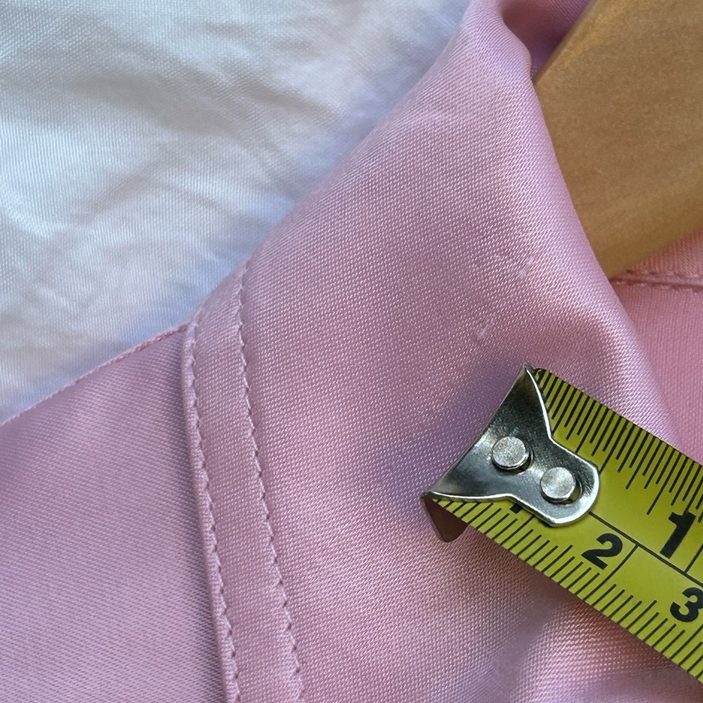 Cache Long Sleeve Silk Pink Ribbed Double Zip Shirt - Picture 5 of 12
